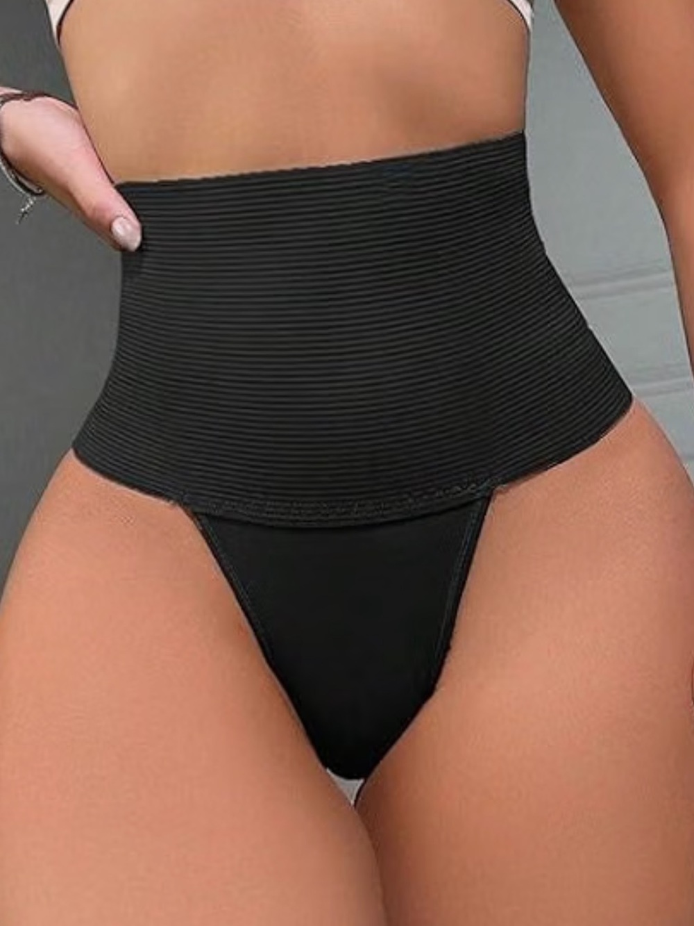 Shaping High-Waist Ribbed Thong Panty - Bundle of 3. Size Large. NIOP
